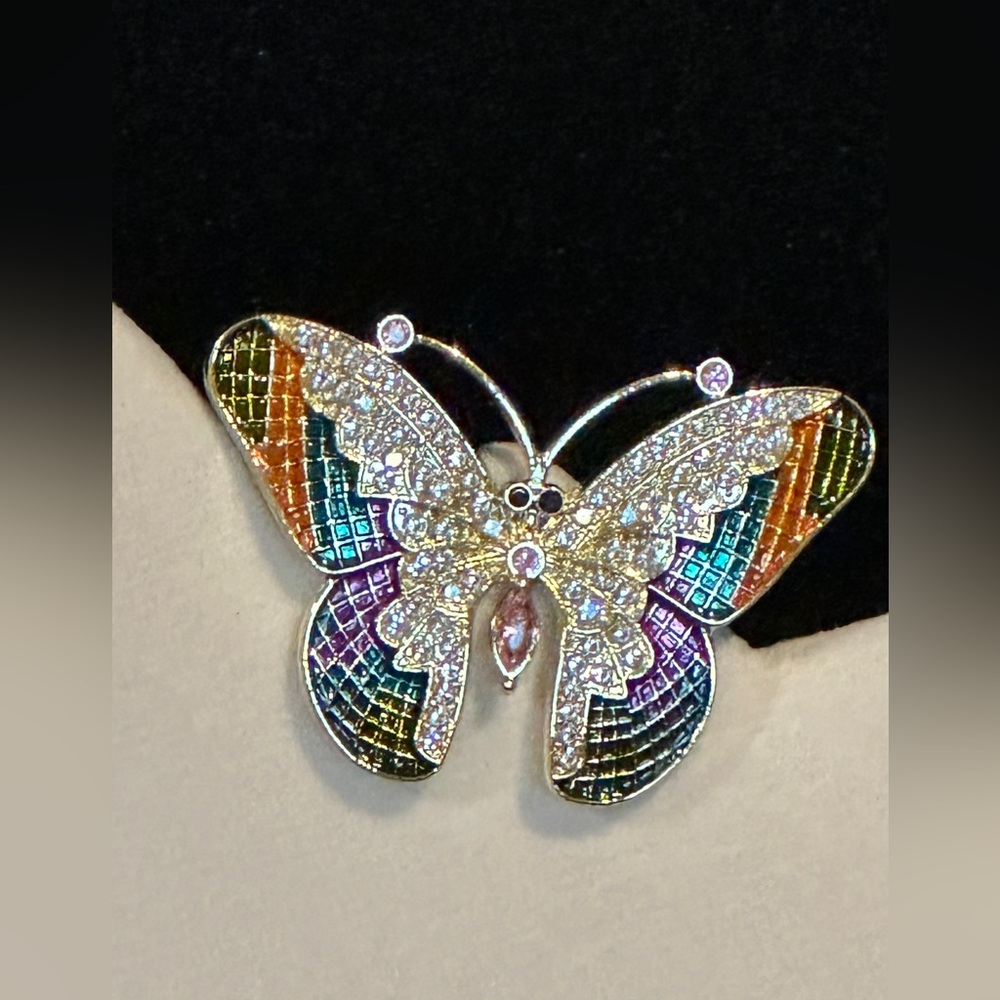Elegant Multicolor Butterfly Brooch